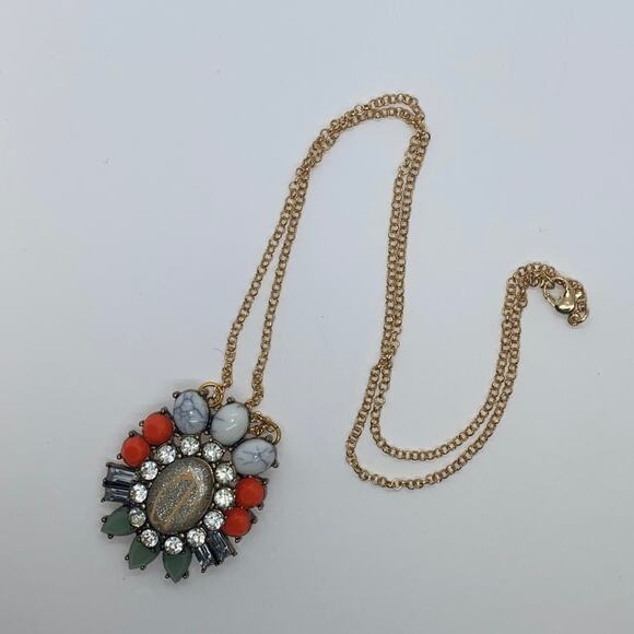 Bronze-Tone Multicolor Glitter Sparkle Necklace - Picture 3 of 6